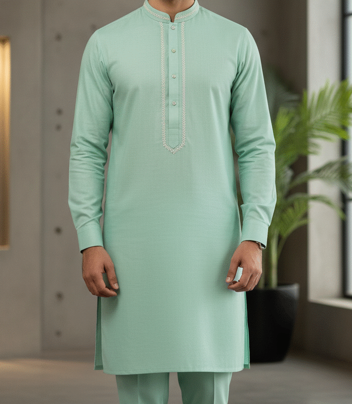 Men's Fibric - Unstitched (Mint Green Color)
