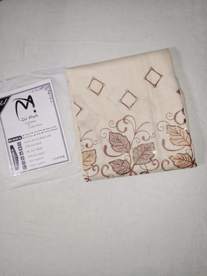 Women's Wool Shawl (Peach with Golden to Reddish Embroidered)