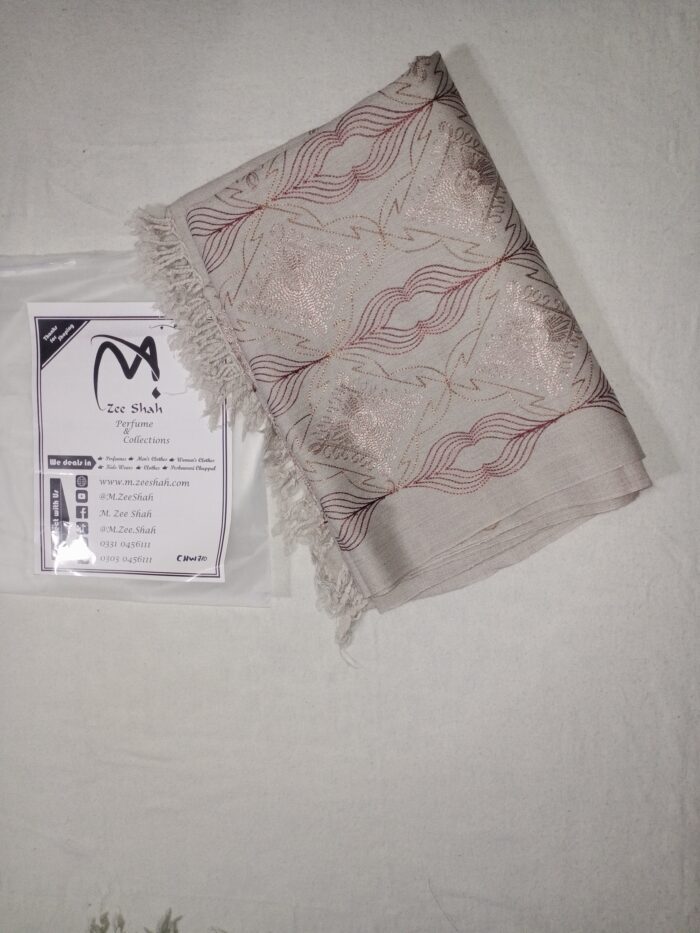 Women's Wool Shawl (Light-Grey Embroidered)