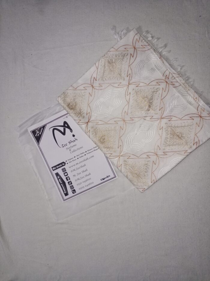 Women's Wool Shawl (Off-White with Golden Embroidered)