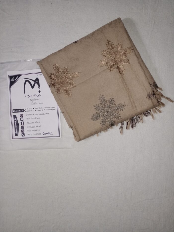 Women's Wool Shawl (Dark Peach with Golden Embroidered)