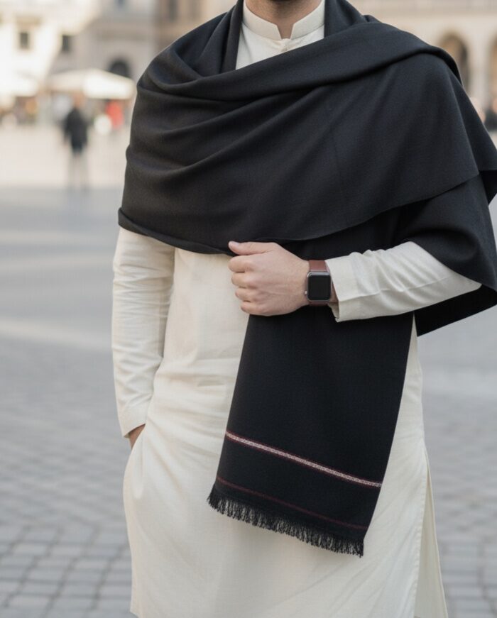 Men's Shawl (Solid Black or dark Charcoal)