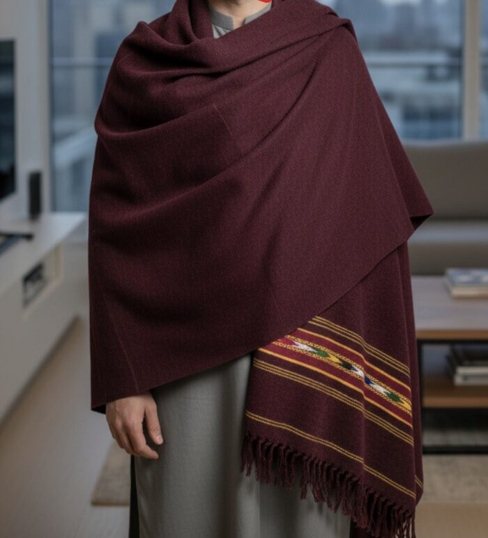 Men's Shawl Deep Maroon Color