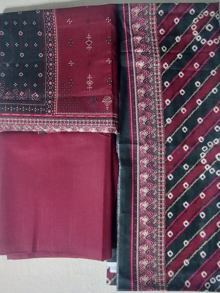 3 Piece Unstitched Printed Khaddar Winter Suit