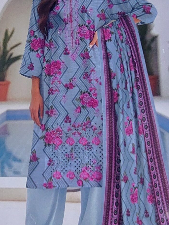 3 Piece Unstitched Printed Khaddar Winter Suit