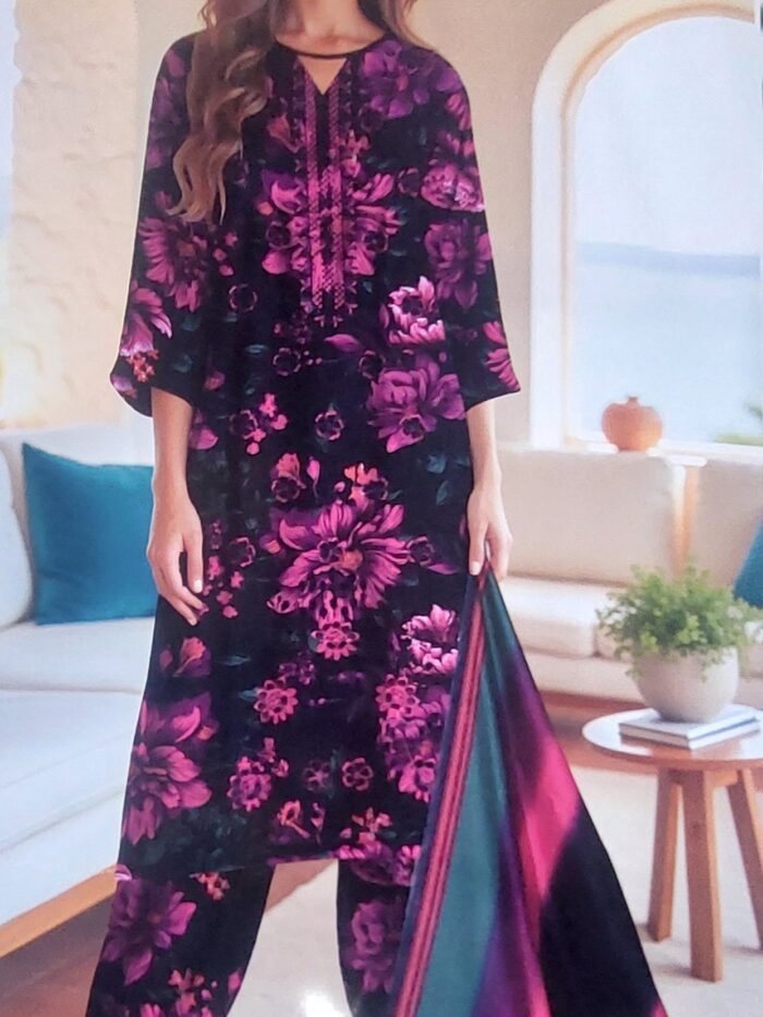 3 Piece Unstitched Khaddar Winter Suit