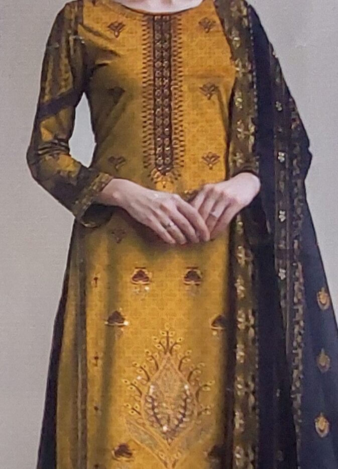 3 Piece Unstitched Superior Khaddar, Embroidered Neck Winter Suit